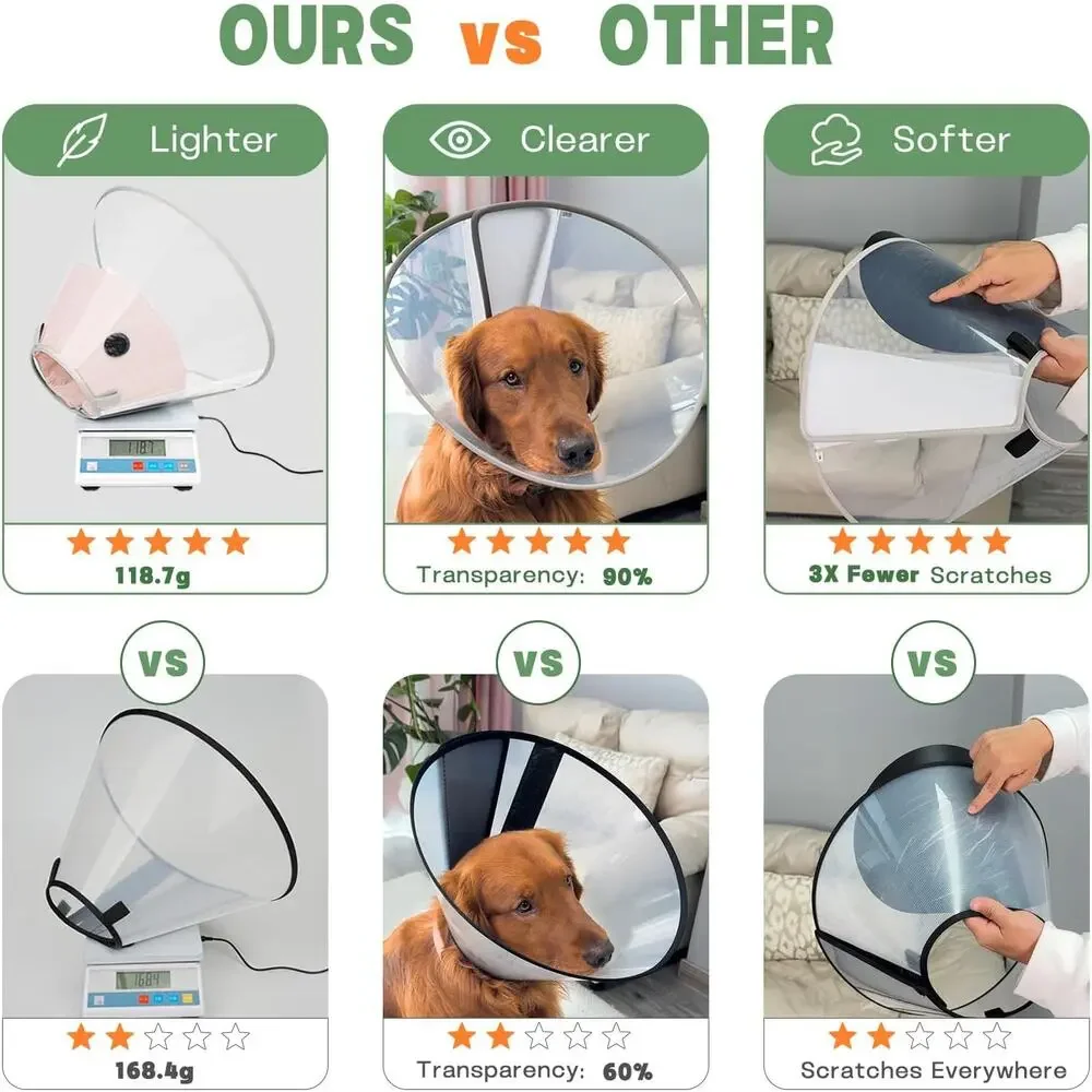 Dog Cone Collar to Stop Licking with Soft Liner Head Cone Alternative,L